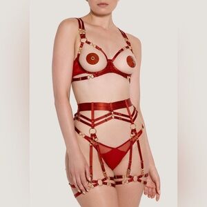 Bordelle Kleio Ouvert Wire Bra Burnt Red Gold Hardware Size SS SS23B03BR